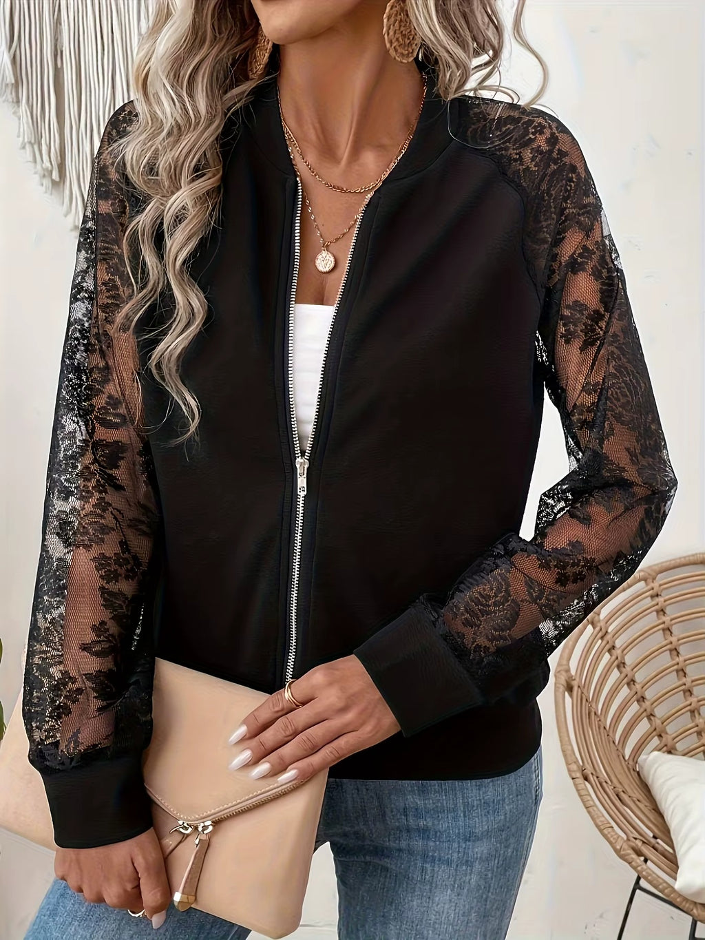 June - Elegant Lace Collar Jacket